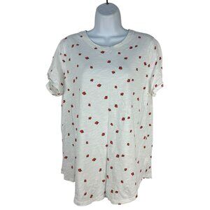 Old Navy Everywear L Tall White T Shirt Red Strawberry Print